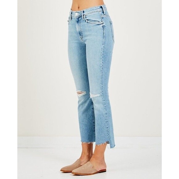 Mother Superior The Insider Crop Step Fray Jeans 27 Blue Problem With Miracles - Picture 2 of 12